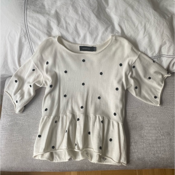 MINKPINK Short Sleeve Peplum Sweater in Cream - Picture 4 of 11